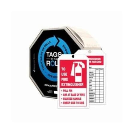 Accuform Tags By-The-Roll, Fire Extinguisher Inspection Record, PF-Cardstock, 100/Rl TAR712